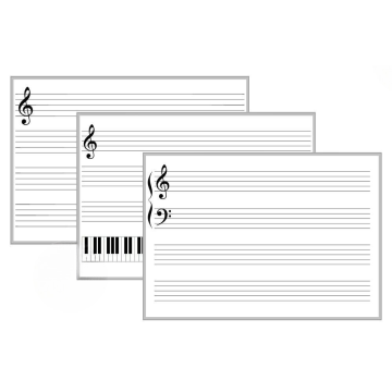 3' Non-Magnetic Music Print Whiteboard, Aluminum Trim and Tray